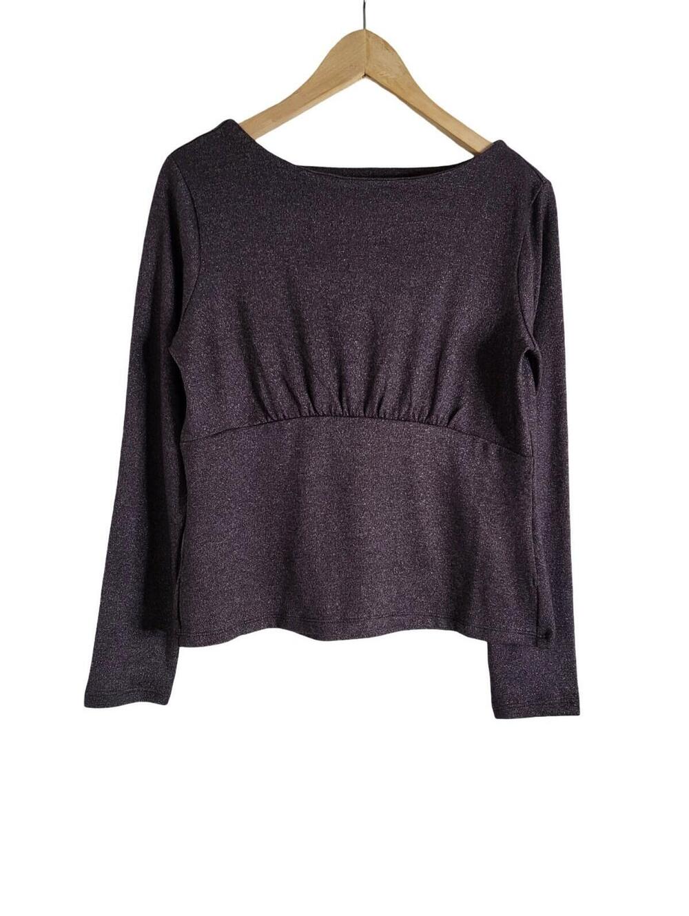 Banana Republic Knit Lurex Top Metallic Fibers Empire Waste Keyhole Detail Sz M